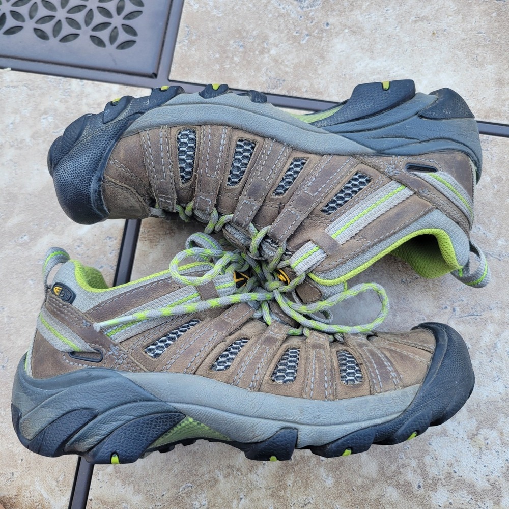 KEEN Voyageur Hiking Shoes Womens 6 Brown Lime Green Leather Mesh 1010141 - Picture 16 of 16